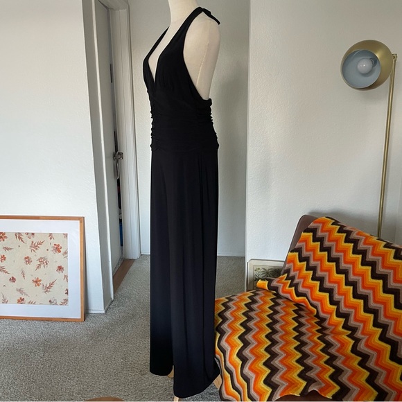 Arden B Glam Goth Halter Ruched Wide Leg Jumpsuit - Picture 3 of 9